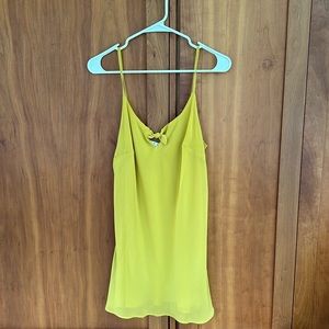 CAbi Tank Top Size Medium. Lined Mustard Gold Bow spaghetti straps